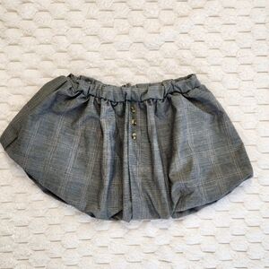 Fashion Nova Gray Plaid Bubble Hem Mini Skirt. Elastic Waist